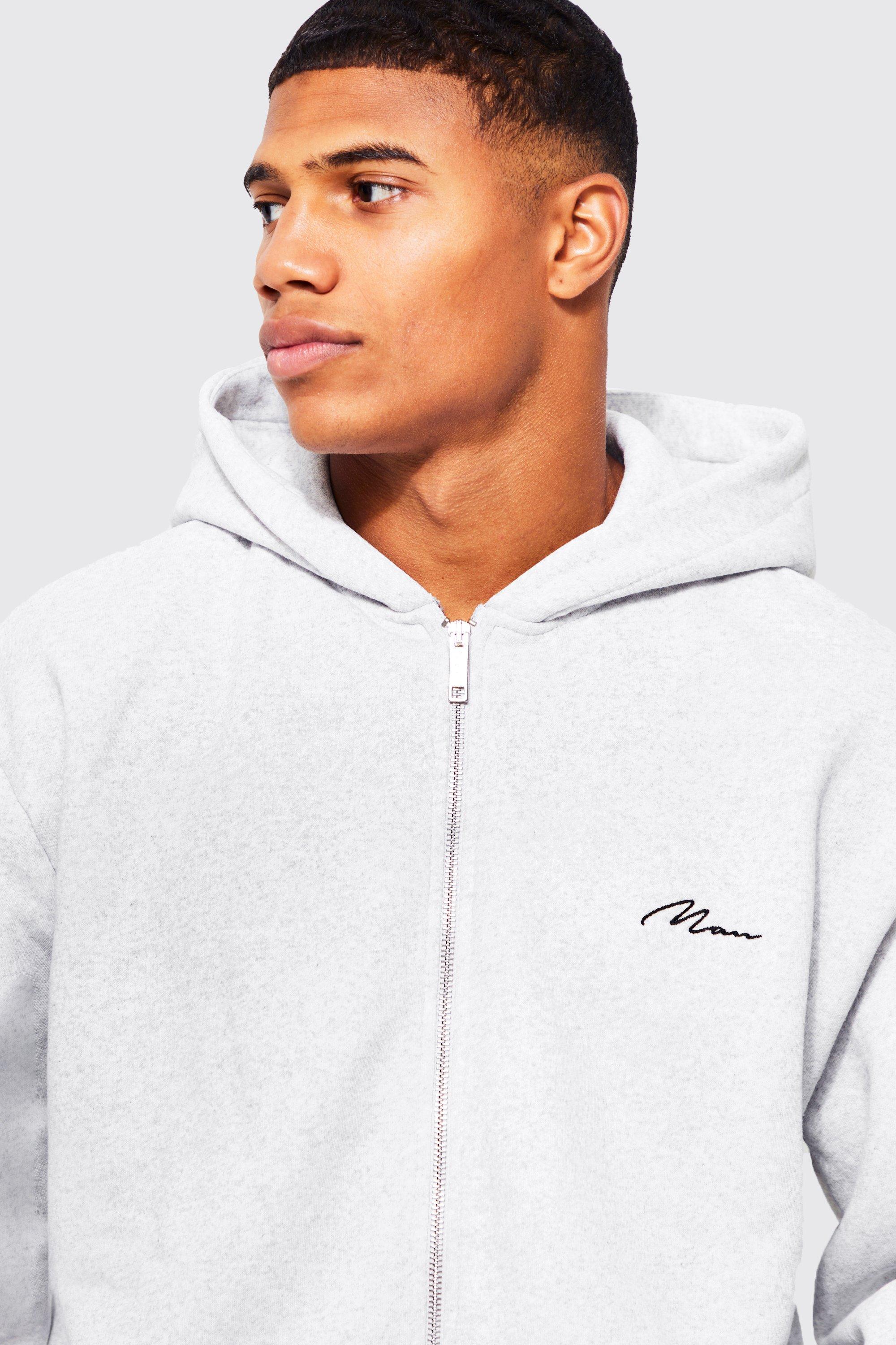 Original Man Zip Through Hoodie boohoo